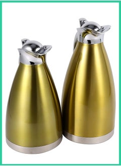 Generic Thermos Flask, Coffee, Insulated Jug, Stainless Steel Coffee Teapot, Double-Walled Vacuum Insulated Thermal Jug Hot Water Bottle with Handle (Color : Golden)  - Image 2