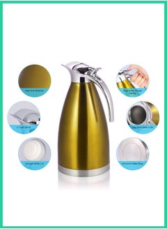 Generic Thermos Flask, Coffee, Insulated Jug, Stainless Steel Coffee Teapot, Double-Walled Vacuum Insulated Thermal Jug Hot Water Bottle with Handle (Color : Golden)  - Image 3