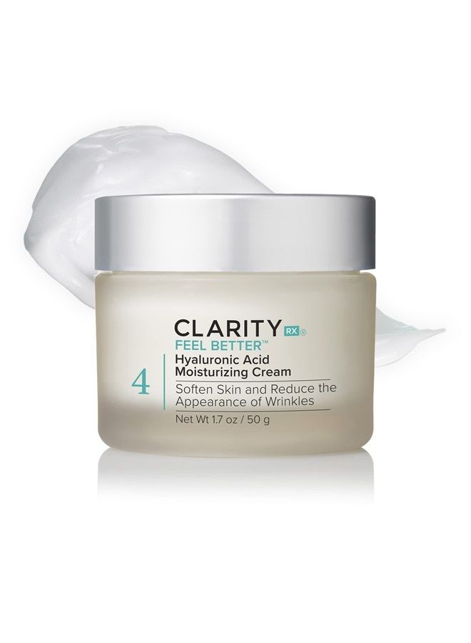 ClarityRx Feel Better Hyaluronic Acid Moisturizing Cream, Natural Plant-Based Face Moisturizer with Jojoba Oil for Dry, Aging Skin (1.7 oz) - Image 1