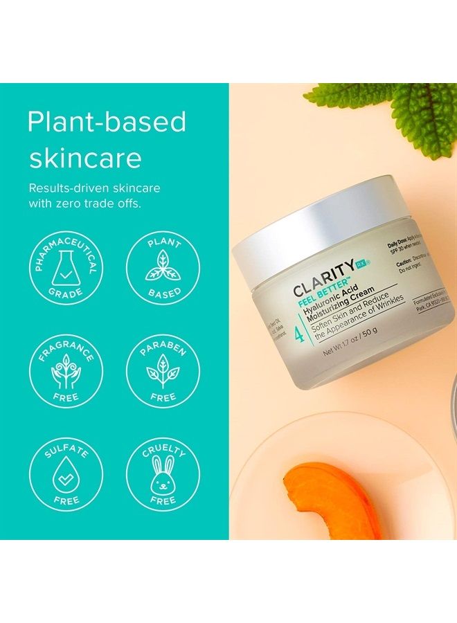 ClarityRx Feel Better Hyaluronic Acid Moisturizing Cream, Natural Plant-Based Face Moisturizer with Jojoba Oil for Dry, Aging Skin (1.7 oz) - Image 5