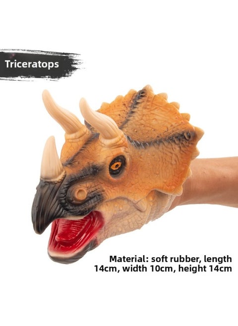 Year Gift Dinosaur Hand Doll Gloves Soft Glue Triangle Tyrannosaurus Rex Child Simulation Animal Model Arm Head Boy-Color:Triceratops Hand Puppet-Specifications:See Description For Details