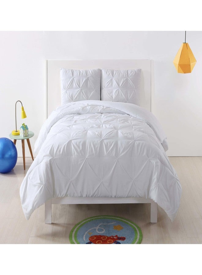 My World Pleated Solid Duvet Sets White Polyester 2-Piece Twin XL Duvet Set, Solid Color Themed, for Kids, OEKO-TEX Certified - Image 1