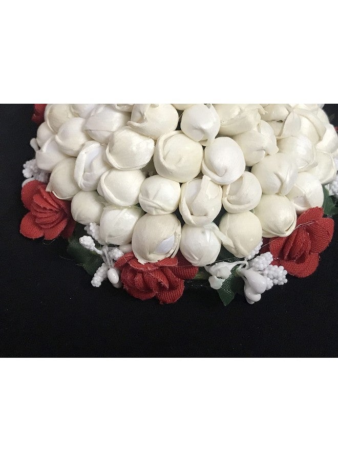 Arooman™ Artificial flower Full Juda Bun/Gajra Hair Flower Gajra for Wedding and Parties Use for Women in Color Red& White Pack of 1 - Image 4
