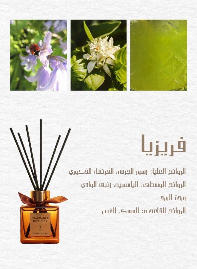 يهييو معطر موزع عطور منزلي، موزع عطور برائحة الفريزيا، فريزيا بريئة وخالية من الهموم، تعطير 6 قصبات من الروطان، 100 مل - Image 3