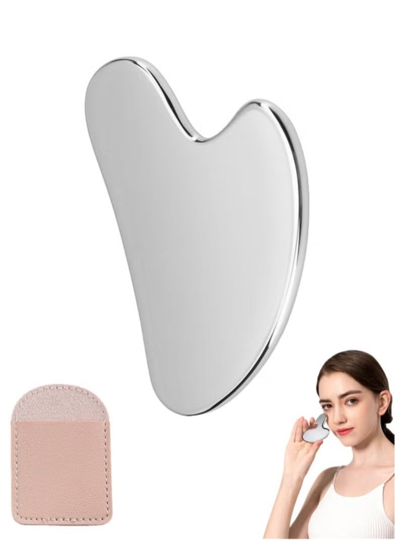 Generic Stainless Steel Gua Sha Facial Tools, Metal Guasha Scraping Massage Tool, Face Sculpting Tool，Lymphatic Drainage Massage Scraper for Face, Eyes, Neck, Body  - Image 1