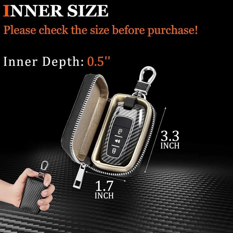 Car keybag, carbon fiber car keychain zipper tool, black storage, black - Image 2