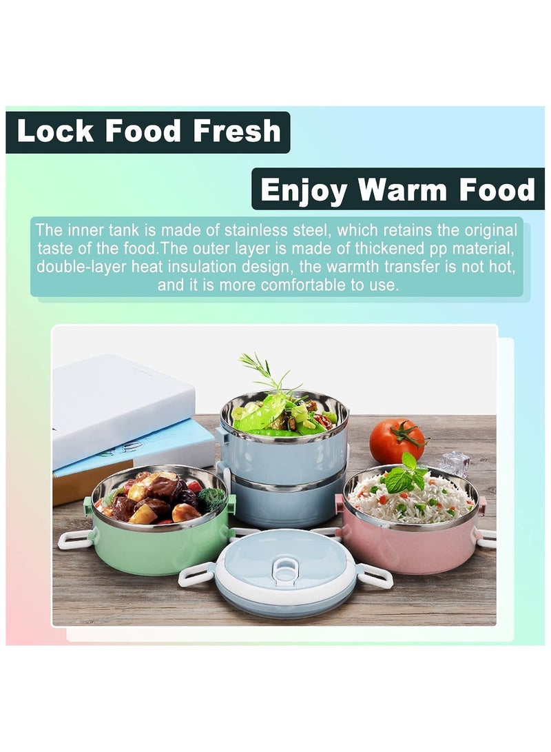 Bento Box 304 Stainless Steel Lunch Box 3 Layers Stackable Leak-Proof Thermal Bento Boxes for Adults Portable Food Container for Office Work Home Picnic  - Image 5