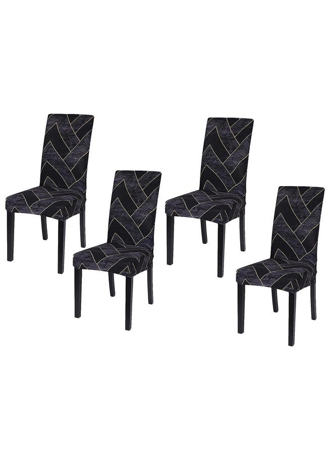 AAZEEM أغطية كراسي غرفة الطعام AAZEEM قابلة للتمدد لأغطية كراسي بارسون لغرفة الطعام | غطاء كرسي مرن | غطاء كرسي طعام قابل للتمدد | قابل للإزالة | قابل للغسل | مجموعة من 8 | (غطاء كرسي أسود 4، 4) - Image 1
