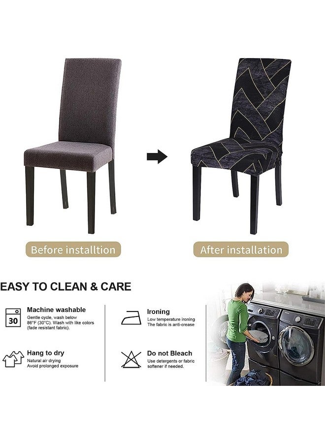 AAZEEM أغطية كراسي غرفة الطعام AAZEEM قابلة للتمدد لأغطية كراسي بارسون لغرفة الطعام | غطاء كرسي مرن | غطاء كرسي طعام قابل للتمدد | قابل للإزالة | قابل للغسل | مجموعة من 8 | (غطاء كرسي أسود 4، 4) - Image 4