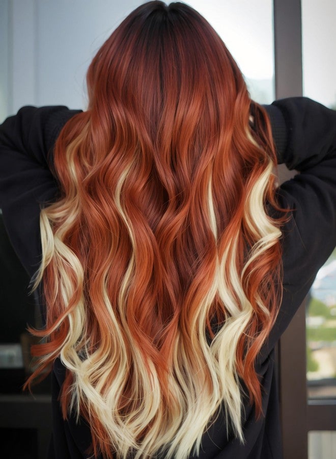 AISI HAIR Copper Blonde Wig for Women, Long Wavy Lace Hairline Middle Part Synthetic Wig for Daily Party-26 Inch - Image 1