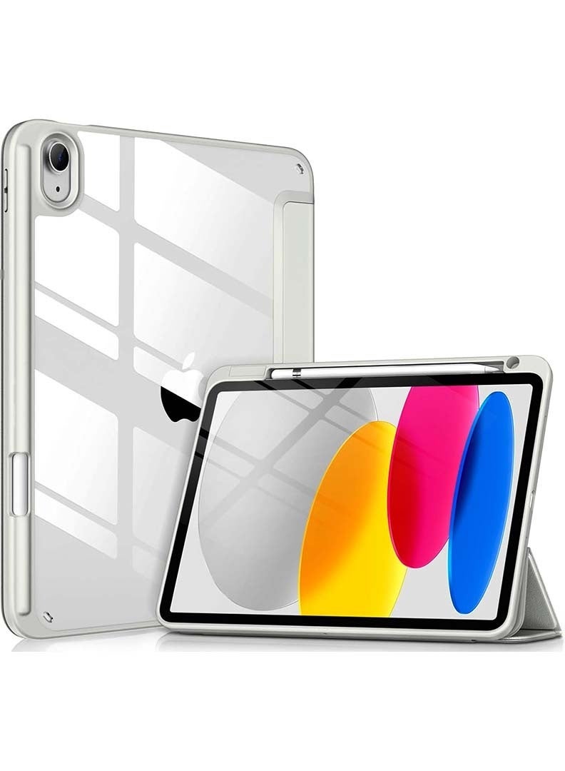 Theodor Clear Back Slim Case for iPad Air 11 Inch (M4 2026/ M3 2025/ M2 2024) – Shockproof Hybrid Protective Cover with Pencil Holder, Auto Sleep/Wake, Trifold Stand- Grey