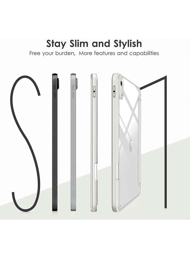 ثيودور جراب خلفي شفاف رفيع لجهاز iPad Air مقاس 11 بوصة (M4 2026/ M3 2025/ M2 2024) - غطاء حماية هجين مقاوم للصدمات مع حامل قلم، خاصية التشغيل/الإيقاف التلقائي، حامل ثلاثي الطيات - رمادي - Image 5