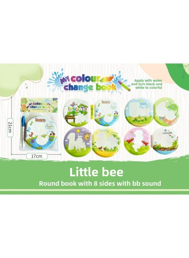 Children's EVA Color Changing Cloth Book Baby Summer Water Play Toy Color Educational Early Education Color Changing Bath Book-Color:Bees -8-sided Book-Round  - Image 1