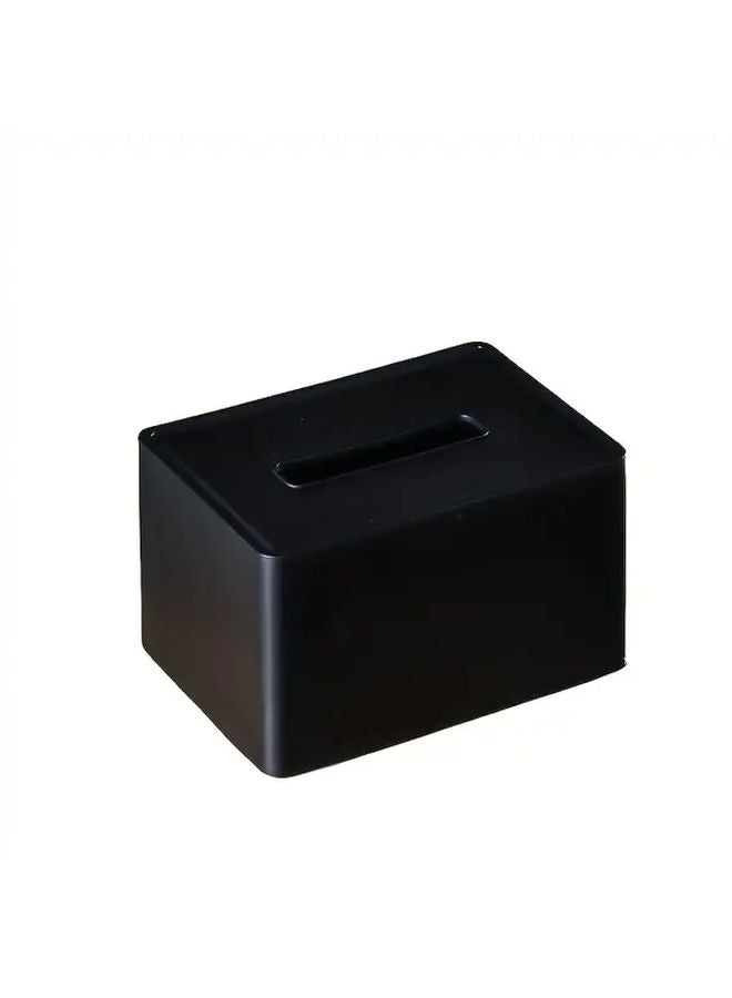 حامل علبة المناديل المربعة السوداء بغطاء بلاستيكي تصميم حديث بسيط - Image 1