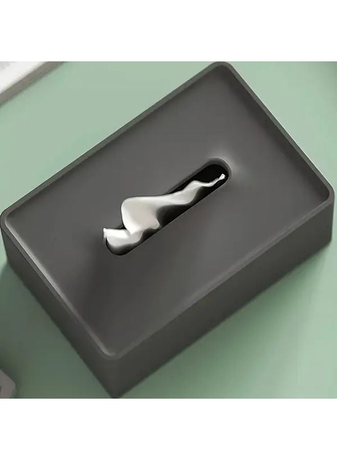 حامل علبة المناديل المربعة السوداء بغطاء بلاستيكي تصميم حديث بسيط - Image 3