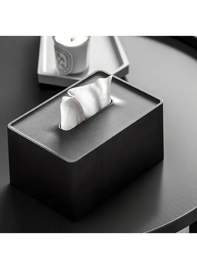 حامل علبة المناديل المربعة السوداء بغطاء بلاستيكي تصميم حديث بسيط - Image 2