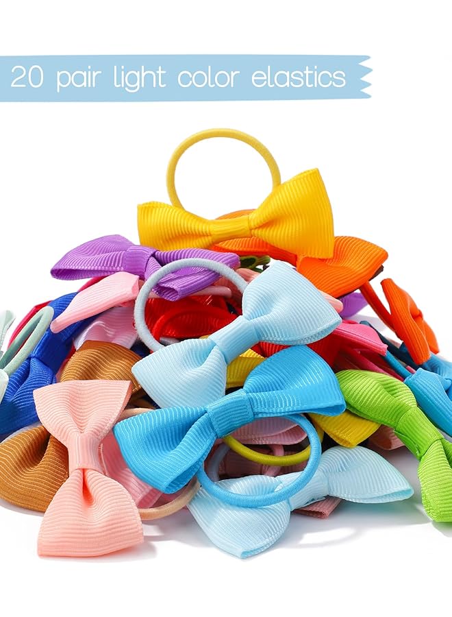 KASTWAVE Baby Girl Hair Accessories Set 20 Pcs Bow Tie Mini Elastic Hair Bands Suitable For Toddlers - Image 3