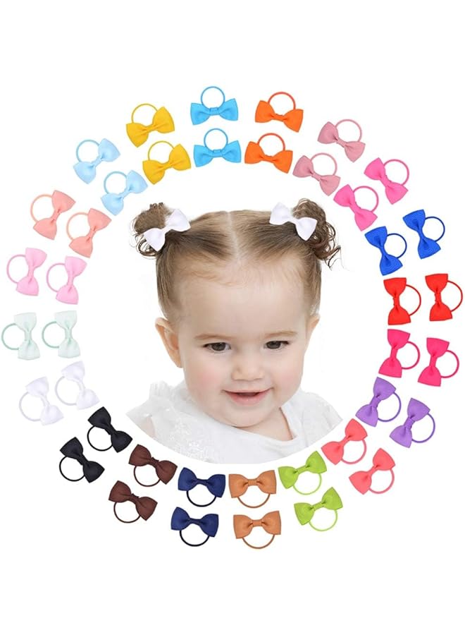 KASTWAVE Baby Girl Hair Accessories Set 20 Pcs Bow Tie Mini Elastic Hair Bands Suitable For Toddlers - Image 1