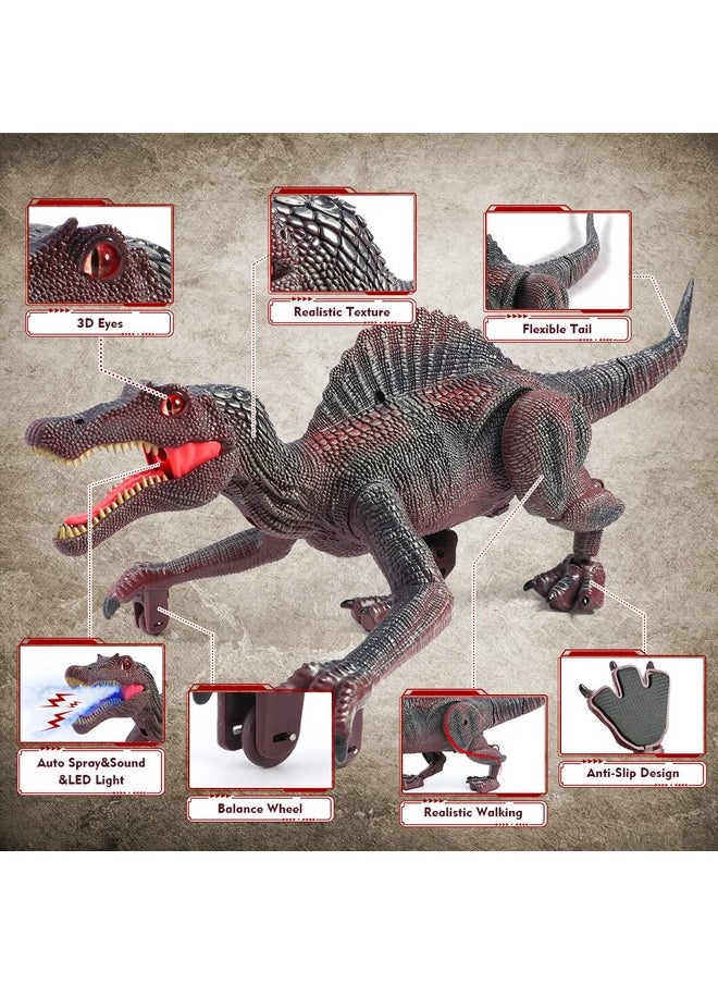 Mini Tudou - Remote Control Dinosaur Toys For Kids,Light Tracing Rc Jurassic Spinosaurus Dinosaur Toys W/Auto Spray And Realistic Light & Roaring,Walking Robot Dinosaur Toys For Boys Girls 3 5 4 7 8 12 - Image 1