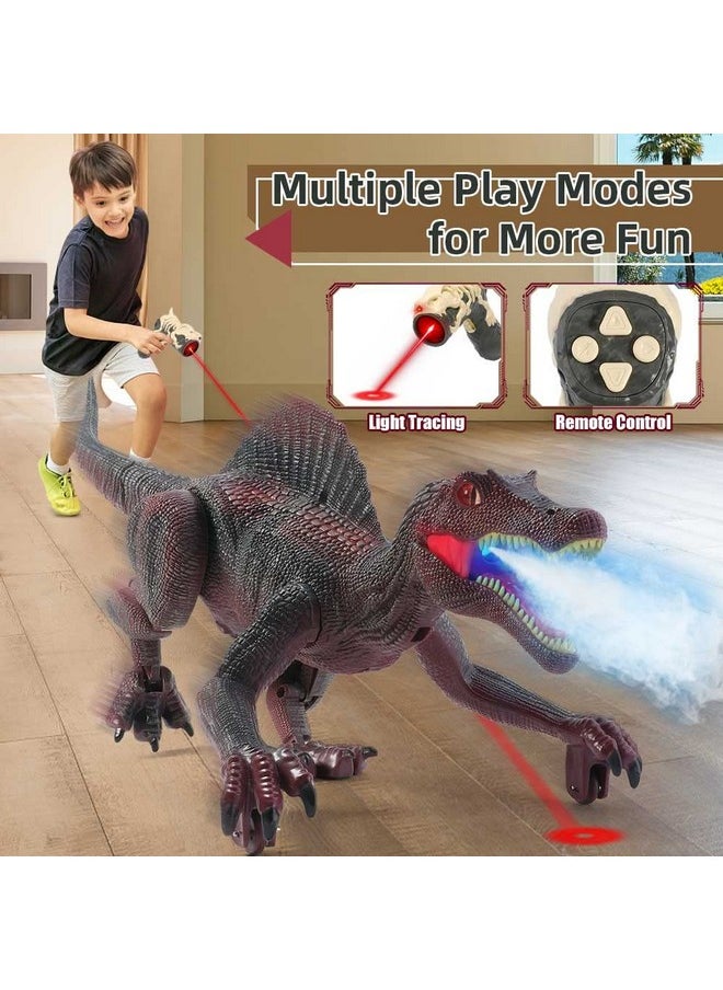 Mini Tudou - Remote Control Dinosaur Toys For Kids,Light Tracing Rc Jurassic Spinosaurus Dinosaur Toys W/Auto Spray And Realistic Light & Roaring,Walking Robot Dinosaur Toys For Boys Girls 3 5 4 7 8 12 - Image 1