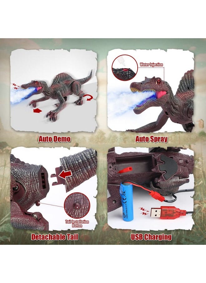 Mini Tudou - Remote Control Dinosaur Toys For Kids,Light Tracing Rc Jurassic Spinosaurus Dinosaur Toys W/Auto Spray And Realistic Light & Roaring,Walking Robot Dinosaur Toys For Boys Girls 3 5 4 7 8 12 - Image 1