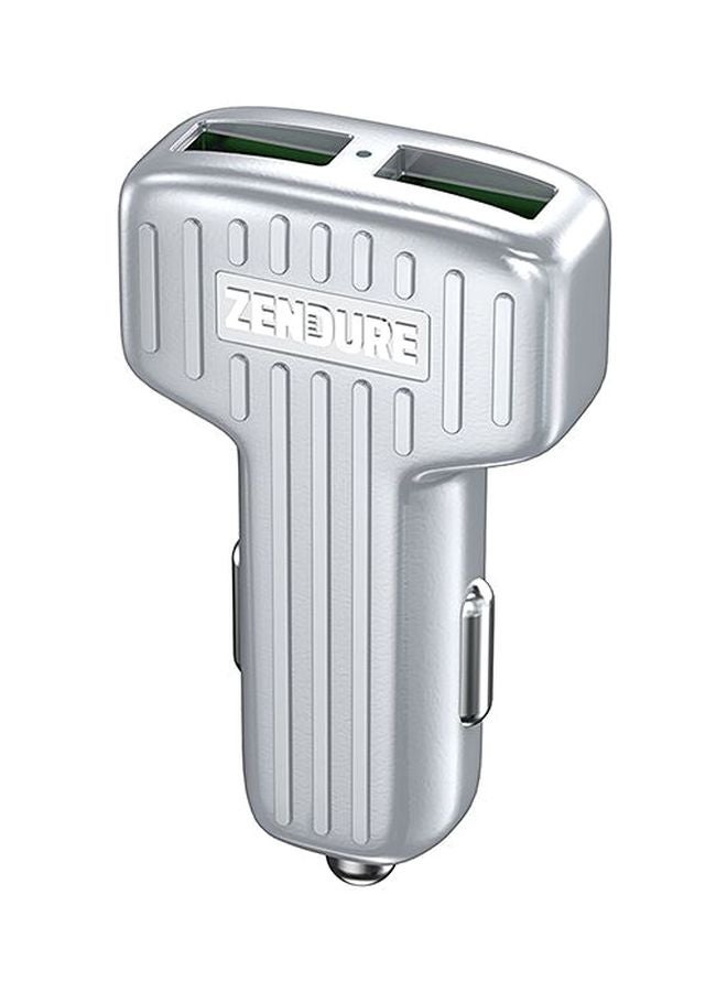 شاحن سيارة بمنفذي USB فضي