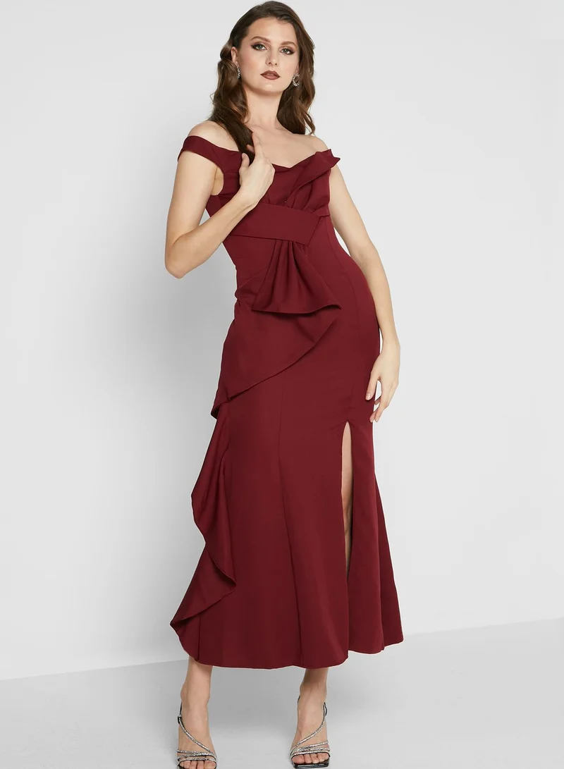 Ella Limited Edition Off Shoulder Slit Dress