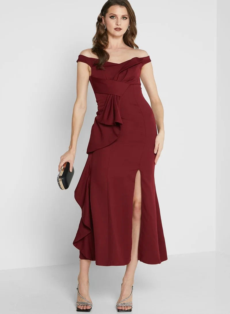 Ella Limited Edition Off Shoulder Slit Dress