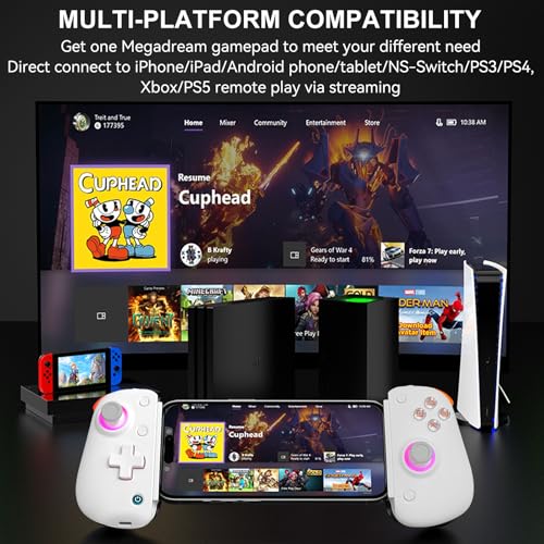 Megadream Mobile Gaming Controller for iPadTablet 13 iPhone Controller with Hall JoysticksTriggerTurboMacro7 Color RGB Gamepad Joystick for AndroidPCSwitchPS4 XboxPS5 Streaming Cloud Game COD iPhone 1716 Controller - Image 3