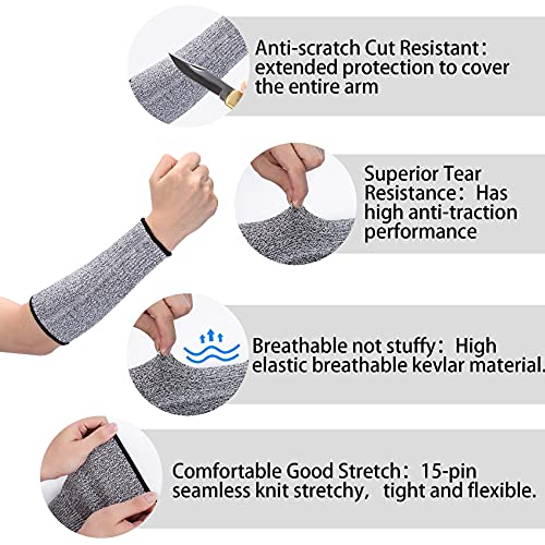 ANCIRS 2 Pairs 22cm Cut Resistant Sleeves for Arm Protection, Protective Arm Sleeve Guards for Dog Bite, Cooking, Sun Exposure Burn- Grey - Image 3