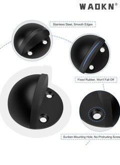 WAOKN 4 Pack Black Turtle Top Door Stopper No Punching Door Collision Silent Glass Door,304 Stainless Steel  Floor Door Stopper Floor Mount No Drill Rubber Bumper Wall Protector for Bottom  - Image 3