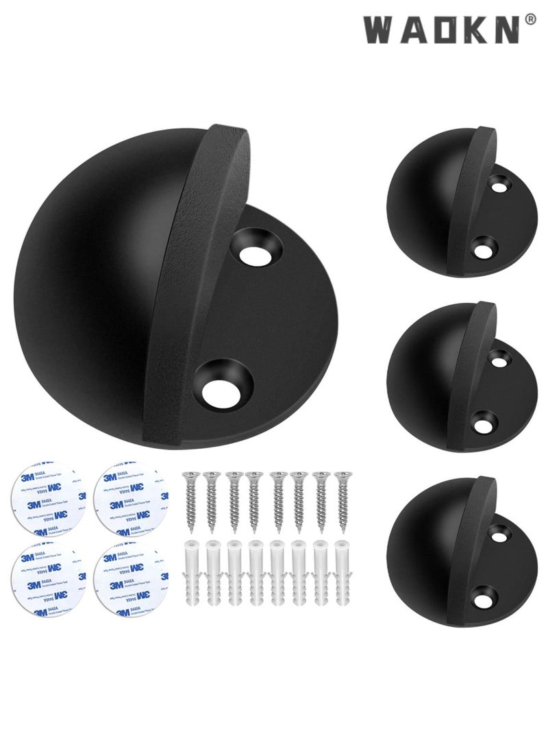 WAOKN 4 Pack Black Turtle Top Door Stopper No Punching Door Collision Silent Glass Door,304 Stainless Steel  Floor Door Stopper Floor Mount No Drill Rubber Bumper Wall Protector for Bottom  - Image 1