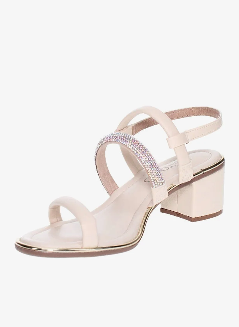Beira Rio White Mid Heels Sandals for Women – Sling Back Heel Sandals for Girls with Ankle Strap for Women | Best Price UAE
