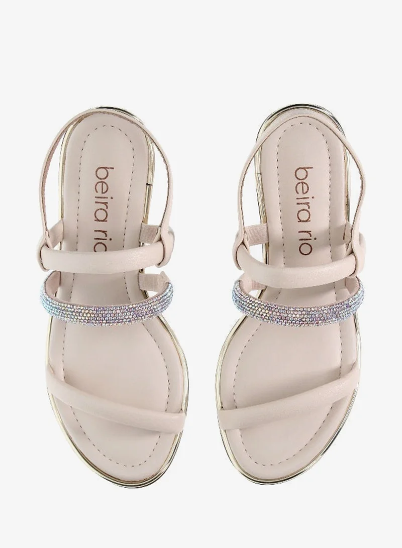 Beira Rio White Mid Heels Sandals for Women – Sling Back Heel Sandals for Girls with Ankle Strap for Women | Best Price UAE