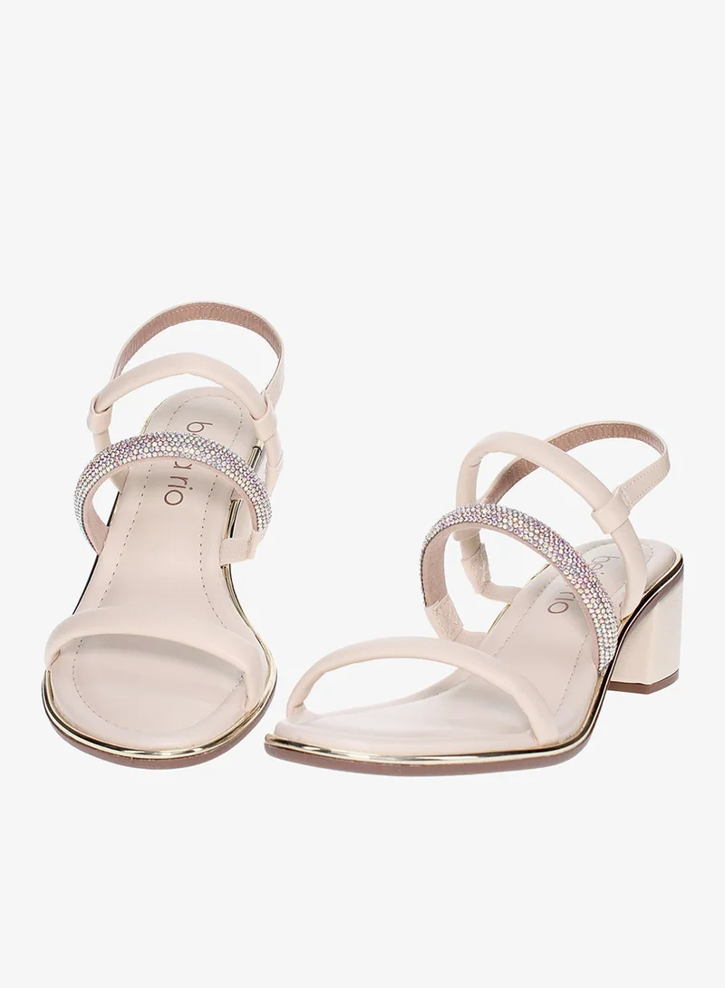 Beira Rio White Mid Heels Sandals for Women – Sling Back Heel Sandals for Girls with Ankle Strap for Women | Best Price UAE