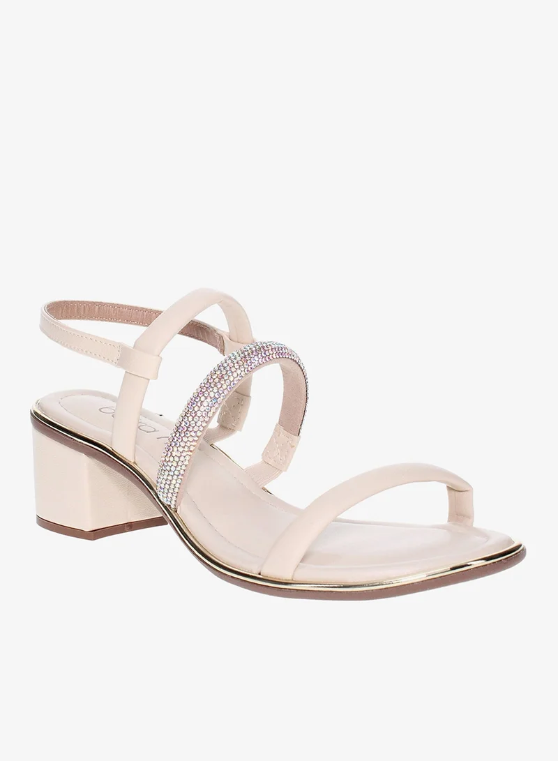 Beira Rio White Mid Heels Sandals for Women – Sling Back Heel Sandals for Girls with Ankle Strap for Women | Best Price UAE