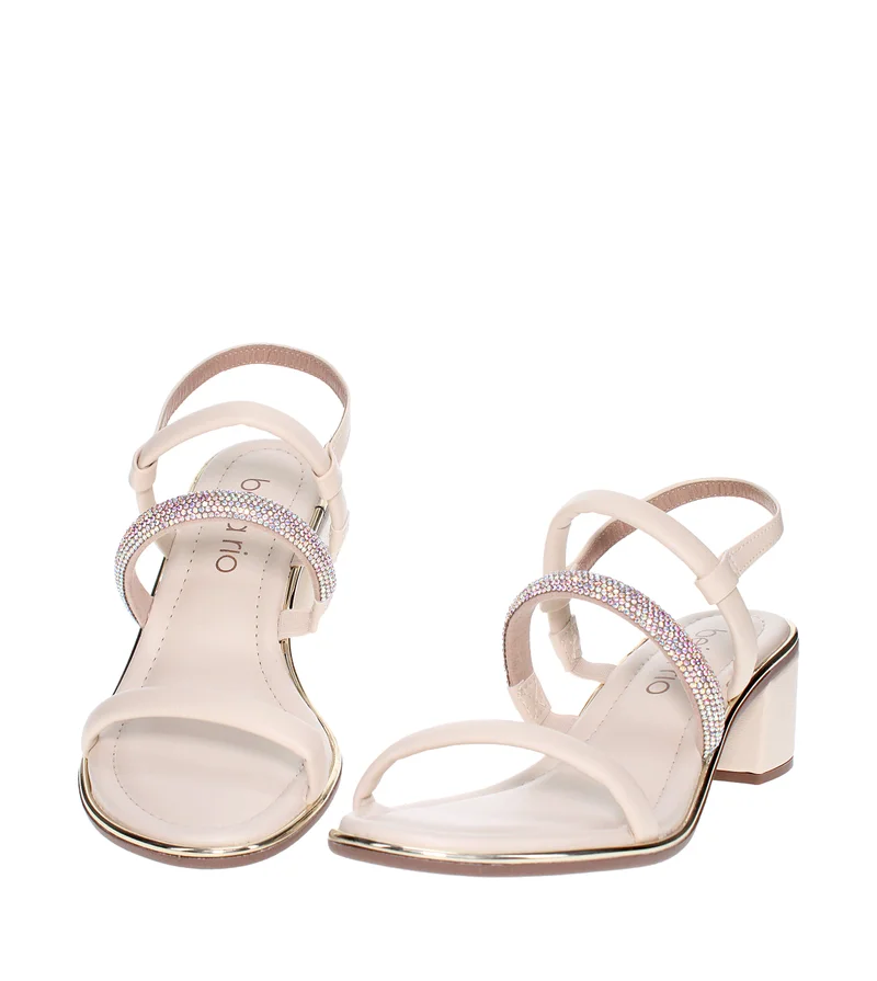 Beira Rio White Mid Heels Sandals for Women – Sling Back Heel Sandals for Girls with Ankle Strap for Women | Best Price UAE