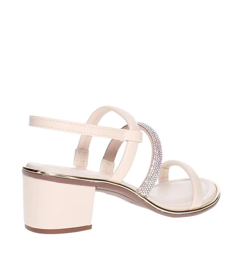 Beira Rio White Mid Heels Sandals for Women – Sling Back Heel Sandals for Girls with Ankle Strap for Women | Best Price UAE