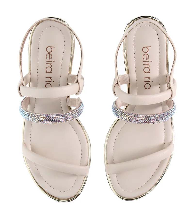 Beira Rio White Mid Heels Sandals for Women – Sling Back Heel Sandals for Girls with Ankle Strap for Women | Best Price UAE