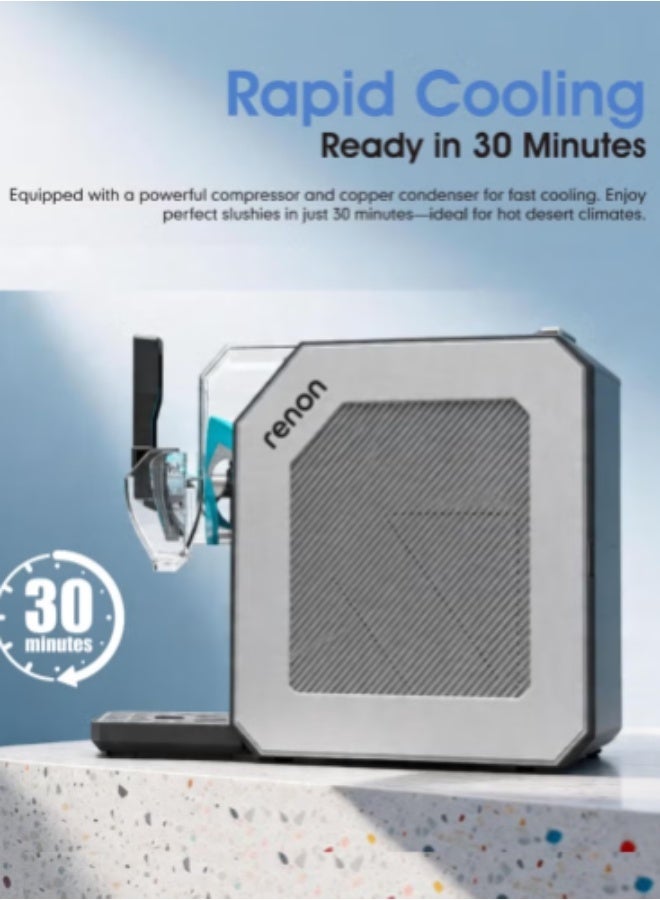 RENON Professional Slushie Ice Maker SIM1901, 250W Fast Cooling, 1.9L Large Capacity, 6 Presets, No Ice Needed, Frozen Drinks in 30 Minutes - Image 4