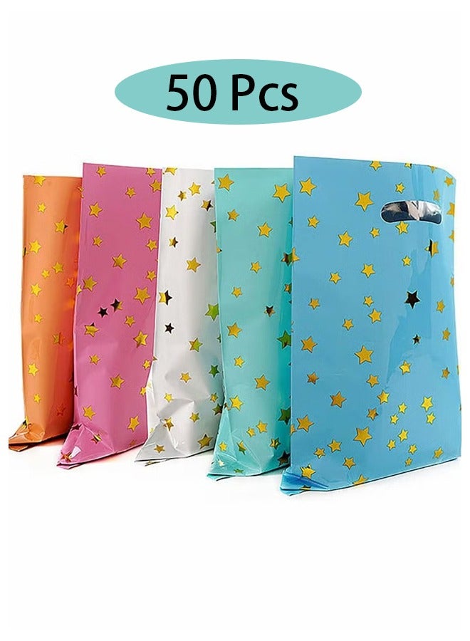 50 Pcs Gift Bag Kids Party Favors Bags Candy Snack Creative Gift Bag Star Pattern Packaging Bag in 5 Colors for Birthdays New Years Graduations Anniversaries Baby Showers - Image 1