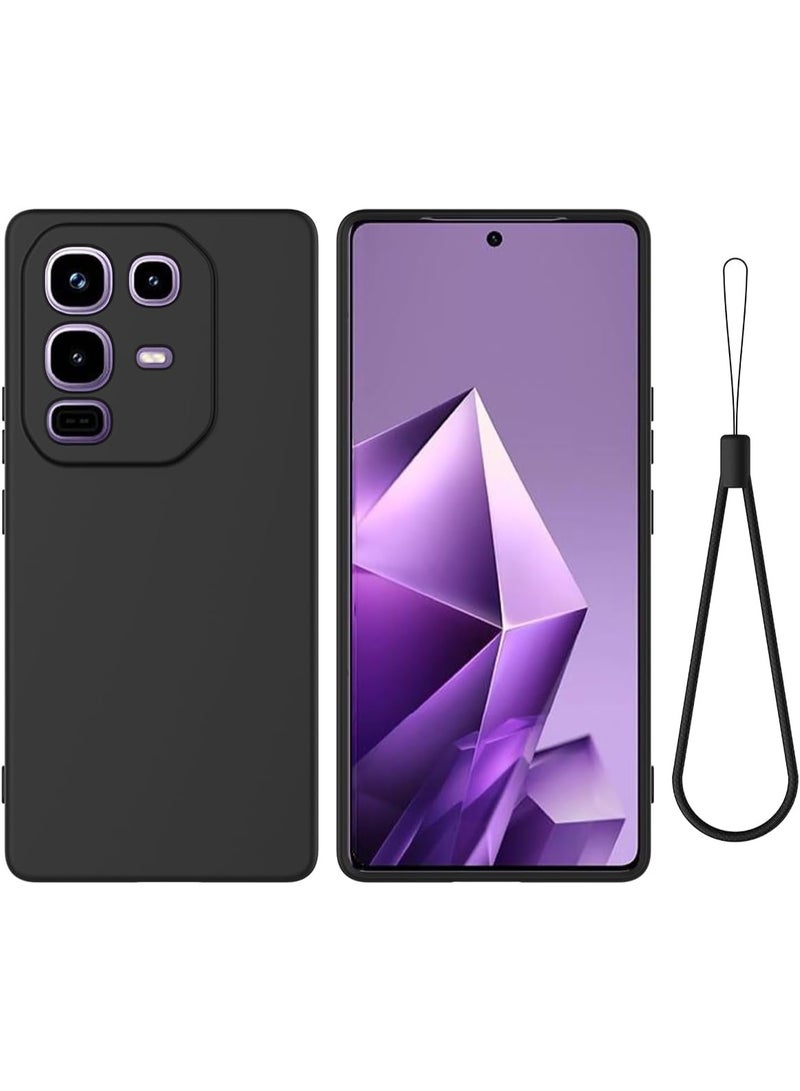 VKL Case Compatible with Infinix Note 50s 5G, Liquid Silicone Case with Microfiber Lining, Soft Rubber Gel TPU Anti-Fingerprint Shockproof Cover with Lanyard Strap (Black) - Image 1