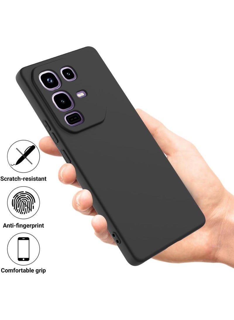 VKL Case Compatible with Infinix Note 50s 5G, Liquid Silicone Case with Microfiber Lining, Soft Rubber Gel TPU Anti-Fingerprint Shockproof Cover with Lanyard Strap (Black) - Image 2