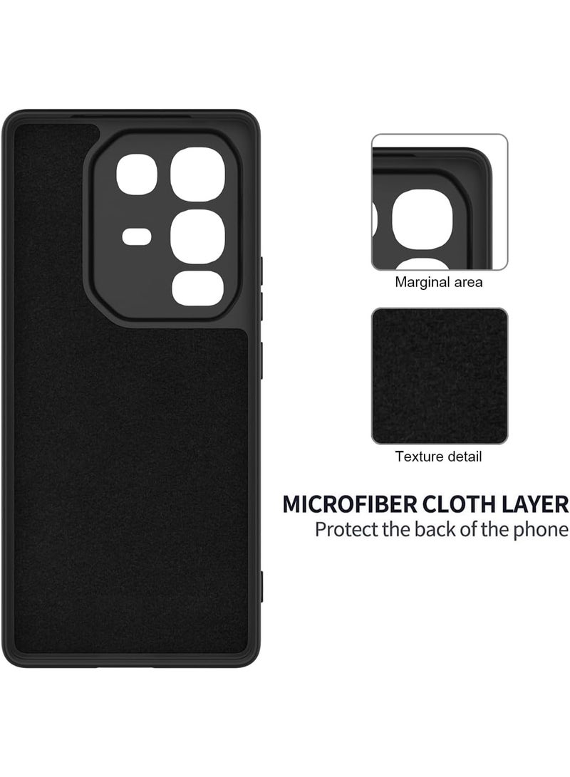 VKL Case Compatible with Infinix Note 50s 5G, Liquid Silicone Case with Microfiber Lining, Soft Rubber Gel TPU Anti-Fingerprint Shockproof Cover with Lanyard Strap (Black) - Image 4