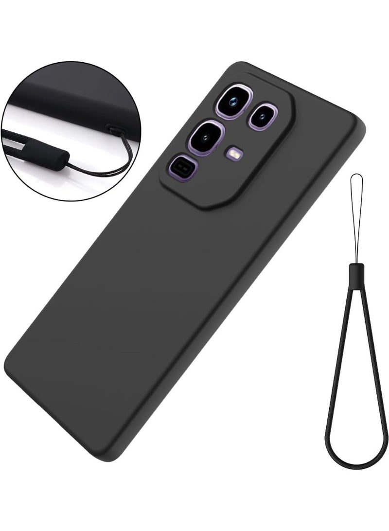 VKL Case Compatible with Infinix Note 50s 5G, Liquid Silicone Case with Microfiber Lining, Soft Rubber Gel TPU Anti-Fingerprint Shockproof Cover with Lanyard Strap (Black) - Image 5