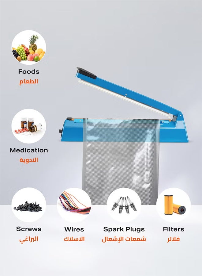 تايمي آلة غلق الأكياس الكهربائية بنبضات مع قابس BS - 400 مم، 400 وات - آلة غلق أكياس يدوية مع 8 مستويات حرارة قابلة للتعديل للتسخين السريع - مثالية للأكياس البلاستيكية المصنوعة من البولي بروبيلين والبولي إيثيلين والأكياس وتغليف المواد الغذائية واستخدام الشركات الصغيرة - Image 5