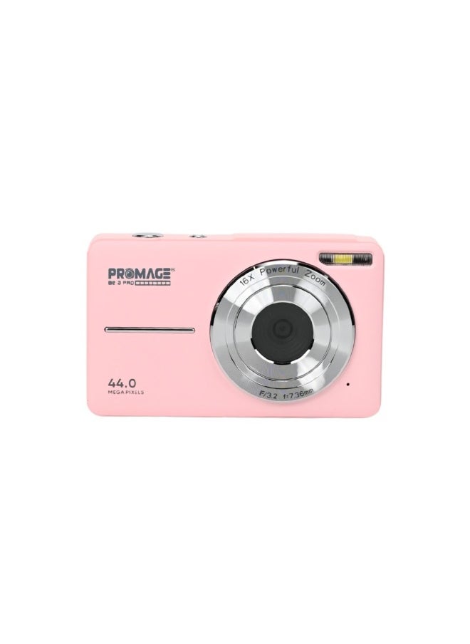 PROMAGE PROMAGE Digital Camera PC100 Pink - 44MP Full HD 1080P Vlogging Camera with 16X Zoom & Solibag Case | Compact Point and Shoot for Kids, Beginners & Travel  - Image 1