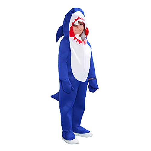 ReneeCho Boy's Shark Costume Halloween Kids Sea Animal Suit Onesie Shark Tail Fin Dress - Image 1