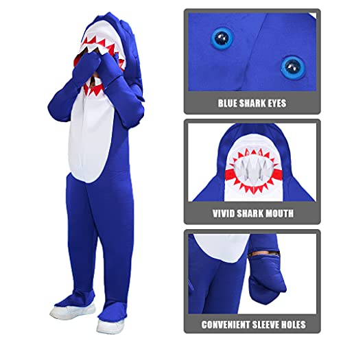 ReneeCho Boy's Shark Costume Halloween Kids Sea Animal Suit Onesie Shark Tail Fin Dress - Image 5