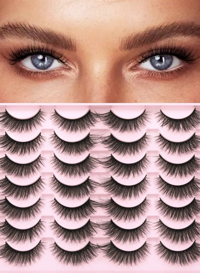 Kiromiro False Eyelashes Natural Look Wispy Faux Mink Lashes Fluffy 14mm Cat Eye Short Strip Lashes Pack - Image 1